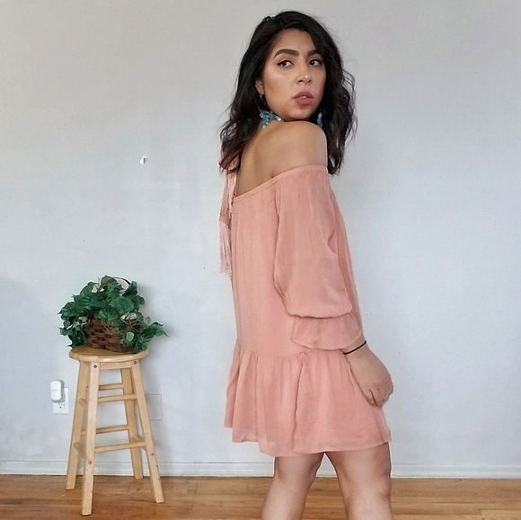 JUST PEACHY BLUSH HALTER TUNIC DRESS - Picture 2 of 7